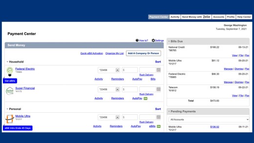Interactive Click-Thru Demo about Bill Pay